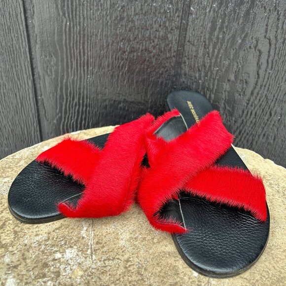 Avec Modération Red Calf Hair Sandals - Picture 2 of 3
